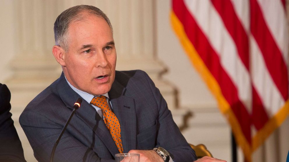 Environmental Protection Agency Administrator Scott Pruitt participates in a meeting with state and local officials regarding the Trump infrastructure plan, Feb. 12, 2018, in Washington.