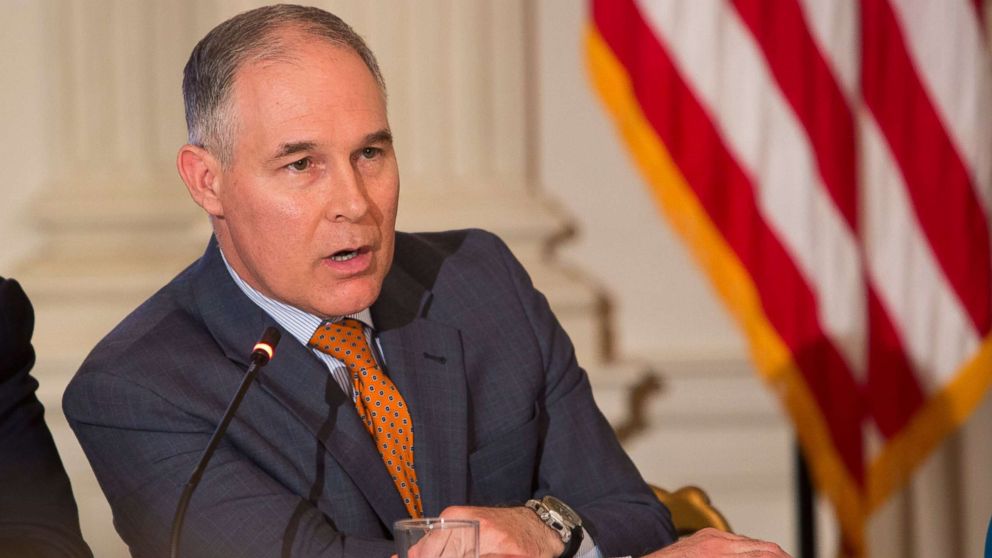 Environmental Protection Agency Administrator Scott Pruitt participates in a meeting with state and local officials regarding the Trump infrastructure plan, Feb. 12, 2018, in Washington, D.C.