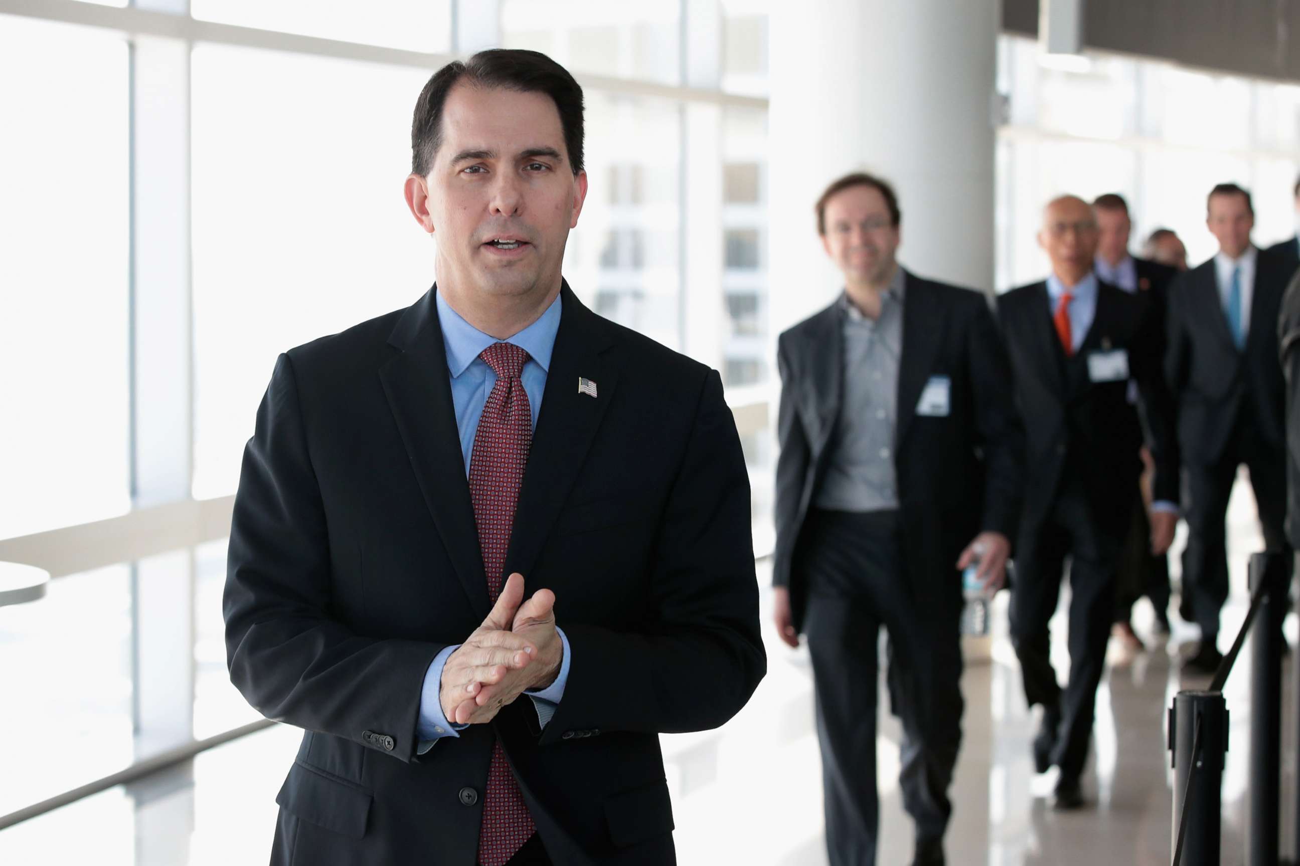 PHOTO: Wisconsin Governor Scott Walker arrives at an event in Milwaukee, Feb. 6, 2018.