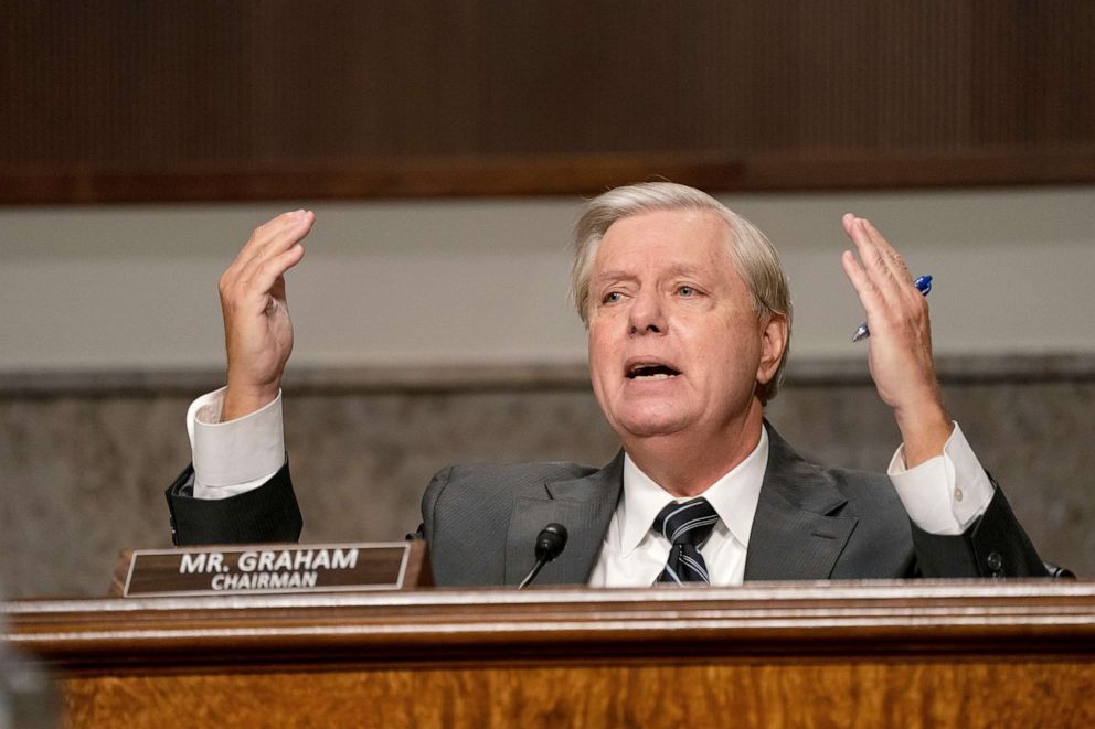 PHOTO: Senate Judiciary Committee Chairman Sen. Lindsey Graham asks questions during an oversight hearing on Capitol Hill, Sept. 30, 2020.