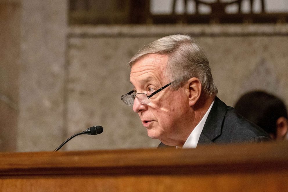 PHOTO: Sen. Minority Whip Dick Durbin asks questions during an oversight hearing on Capitol Hill, Sept. 30, 2020.