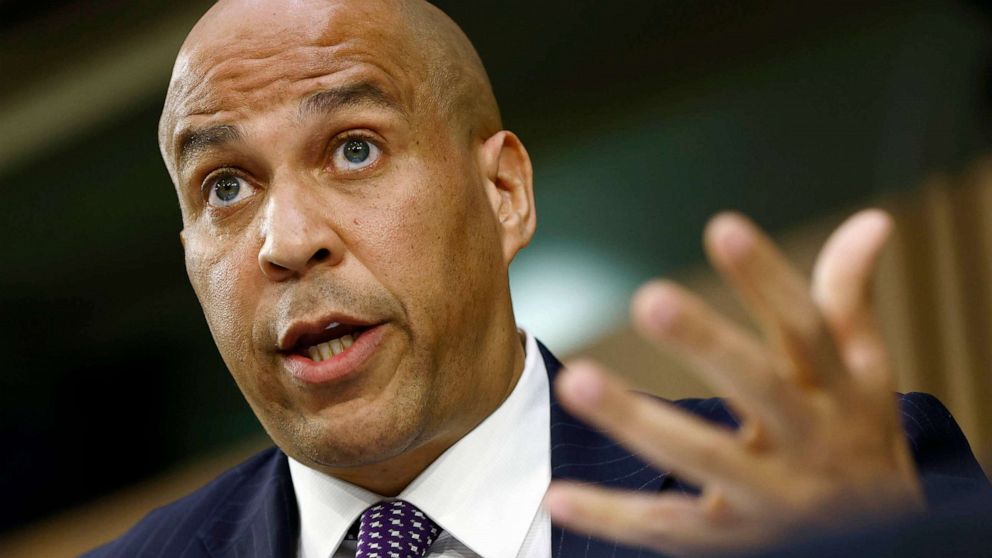 PHOTO:  Sen. Cory Booker speaks during the Senate Judiciary Committee confirmation hearing for Supreme Court nominee Amy Coney Barrett on Capitol Hill on October 14, 2020 in Washington.