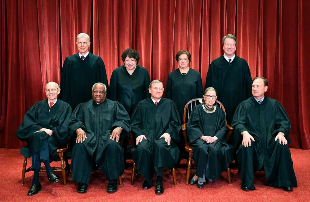 PHOTO: Justices of the U.S. Supreme Court pose for their official photo at the Supreme Court in Washington, D.C., Nov. 30, 2018.