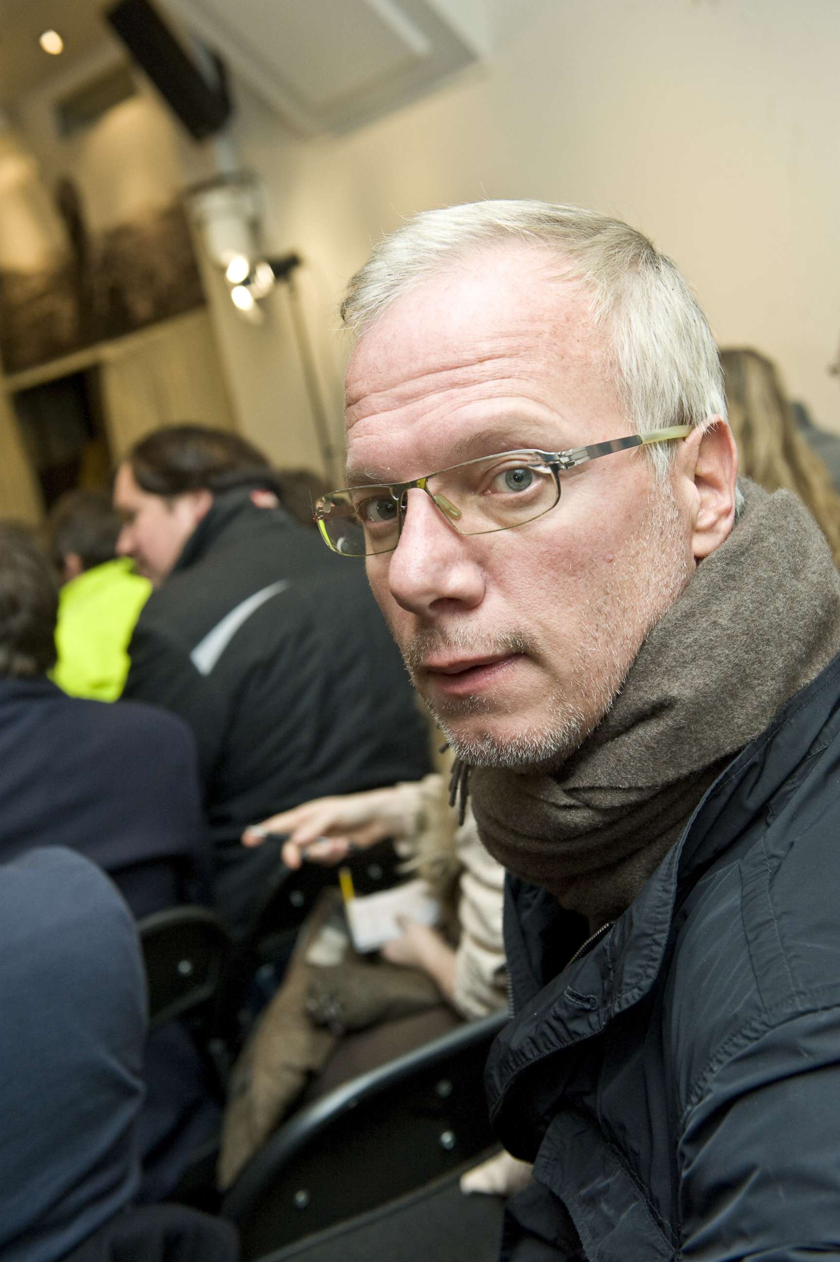 PHOTO: Film maker and former hostage Sean Langan sits in the audience during a WikiLeaks discussion at The Front Line Club in London, Dec. 1, 2010.