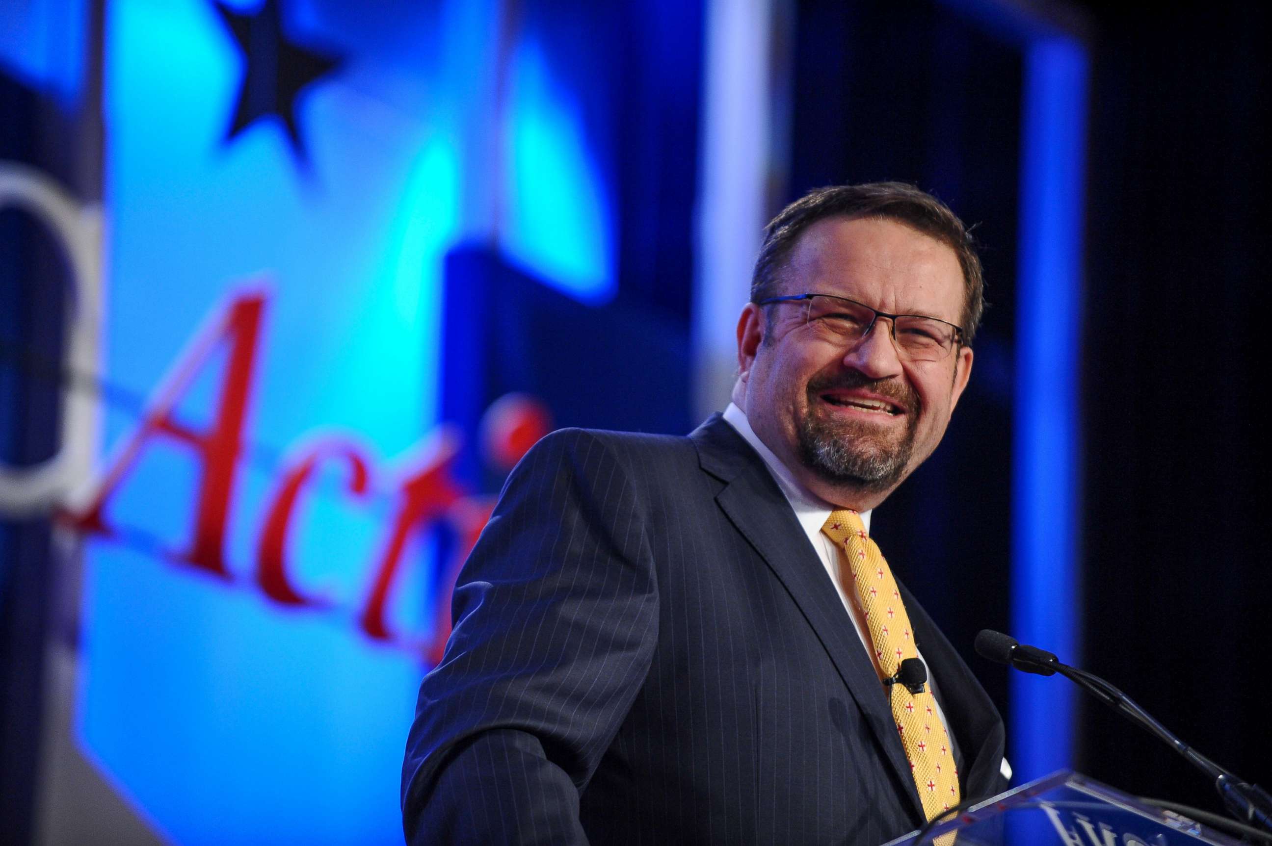 PHOTO: Sebastian Gorka delivers remarks during the Value Voters Summit at the Omni Shoreham Hotel in Washington, D.C., Oct. 14, 2017. 