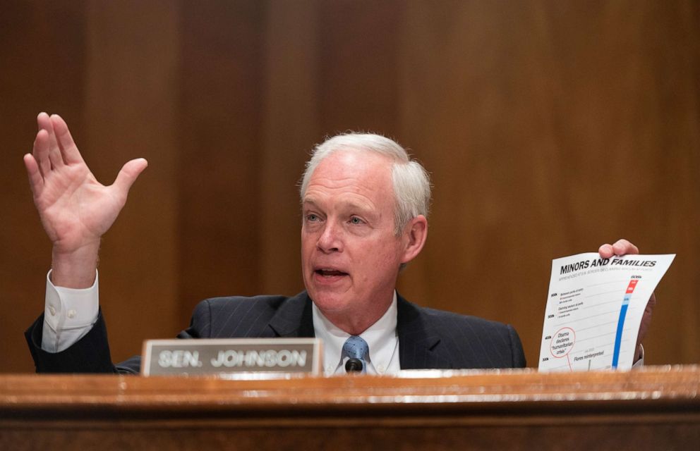 Sen. Ron Johnson, R-Wis., questions Homeland Security Secretary nominee Alejandro Mayorkas during his confirmation hearing in the Senate Homeland Security and Governmental Affairs Committee on Tuesday, Jan. 19, 2021.
