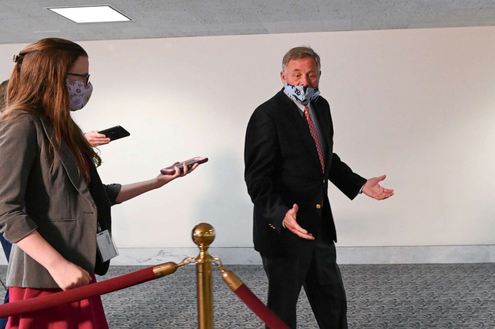 PHOTO: Sen. Richard Burr walks to a republican luncheon on Capitol Hill in Washington, May 14, 2020.