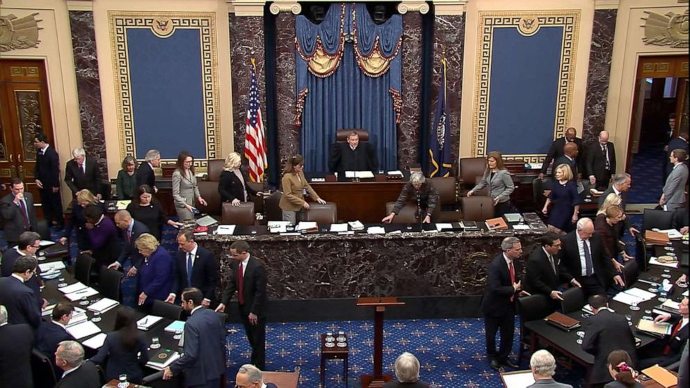 PHOTO: The Senate trial begins closing arguments in the impeachment trial of President Donald Trump at the Capitol, Feb. 3, 2020.