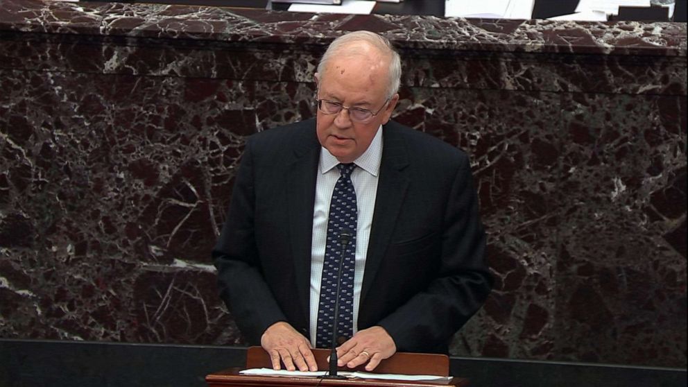 PHOTO: President Donald Trump's counsel Ken Starr speaks during closing arguments in the  impeachment trial, Feb. 3, 2020, at the Capitol. 