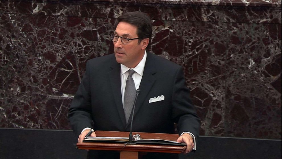 PHOTO: President Trump's counsel Jay Sekulow speaks during closing arguments in the impeachment trial, Jan. 3, 2020, at the Capitol. 