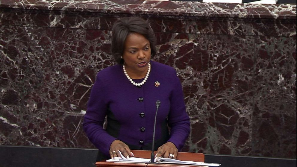PHOTO: House Manager Rep. Val Demings delivers closing argument during the impeachment trial of President Donald Trump, Feb. 3, 2020, at the Capitol. 