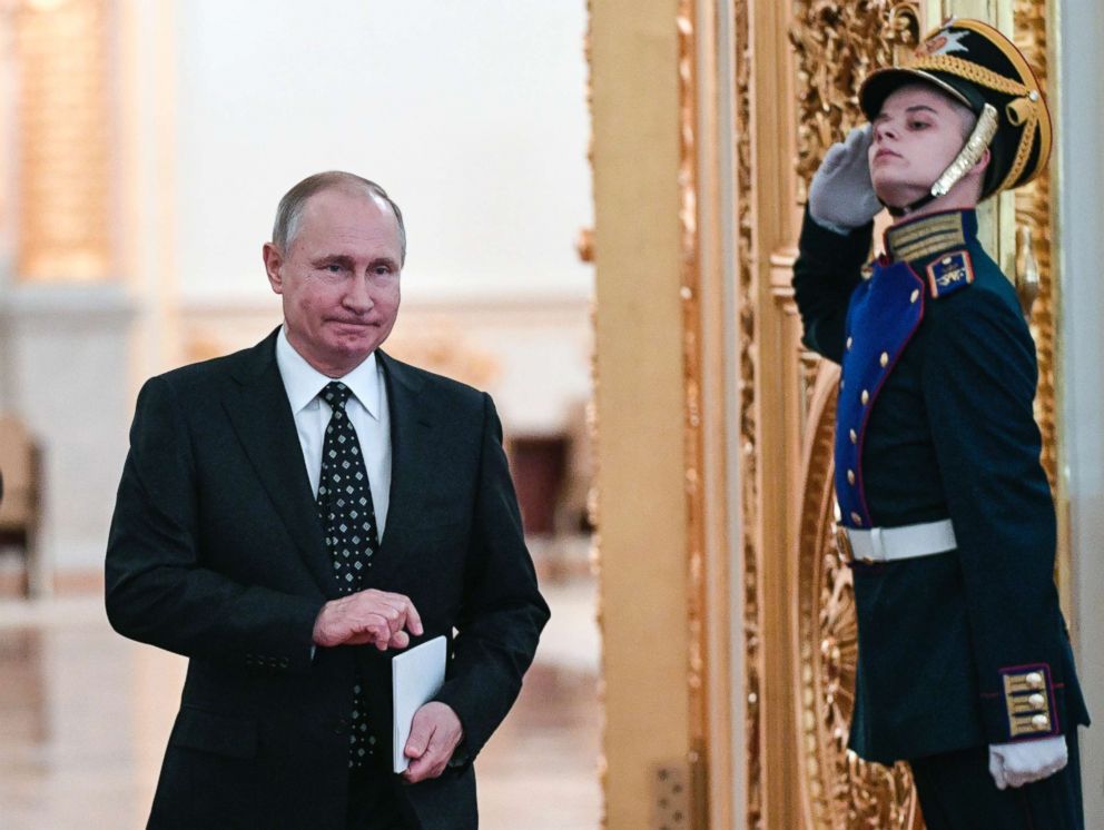 PHOTO: Russian President Vladimir Putin arrives to chair a meeting of the State Council at the Kremlin in Moscow on Dec. 27, 2017.