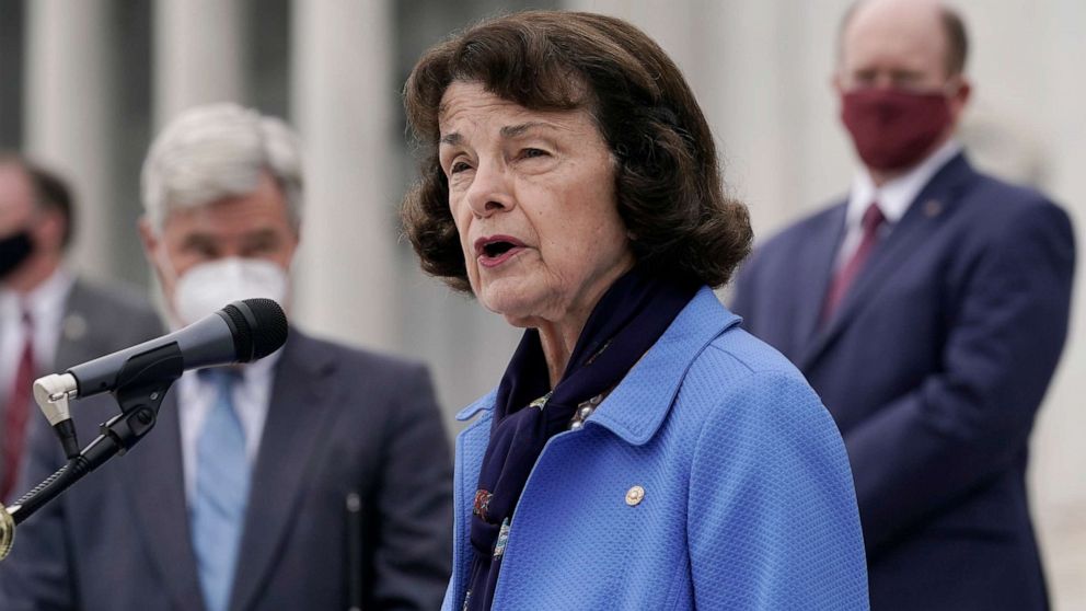 PHOTO: Senate Judiciary Committee ranking member Sen. Dianne Feinstein, D-Calif., speaks during a news conference on Oct. 22, 2020, at the Capitol in Washington.