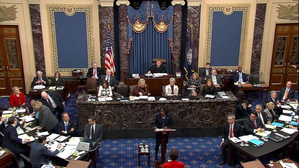 PHOTO: Senate floor during the impeachment trial of President Donald Trump, Jan. 23, 2020, in Washington, DC.