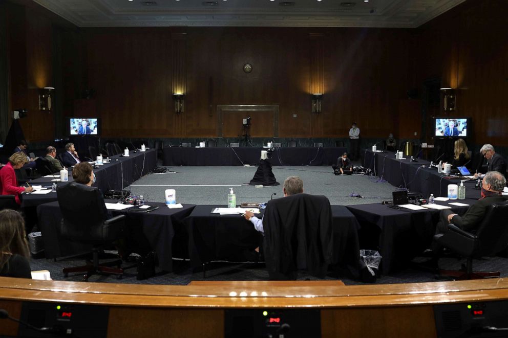 PHOTO: Dr. Anthony Fauci, director of the National Institute of Allergy and Infectious Diseases speaks remotely during the Senate Committee for Health, Education, Labor, and Pensions hearing on the coronavirus disease response, in Washington.