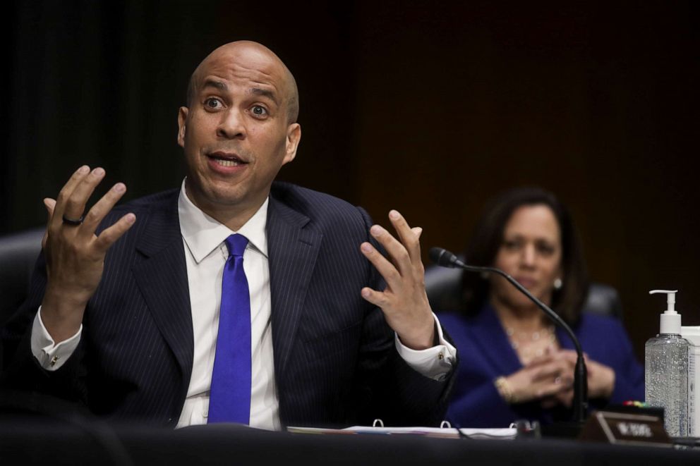PHOTO: Senator Cory Booker speaks during a Senate Judiciary Committee hearing on Capitol Hill on June 16, 2020, in Washington, DC.