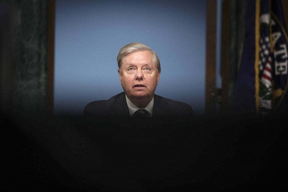 PHOTO: Sen. Lindsey Graham speaks during a Senate Judiciary Committee hearing on Capitol Hill on June 16, 2020, in Washington, DC.
