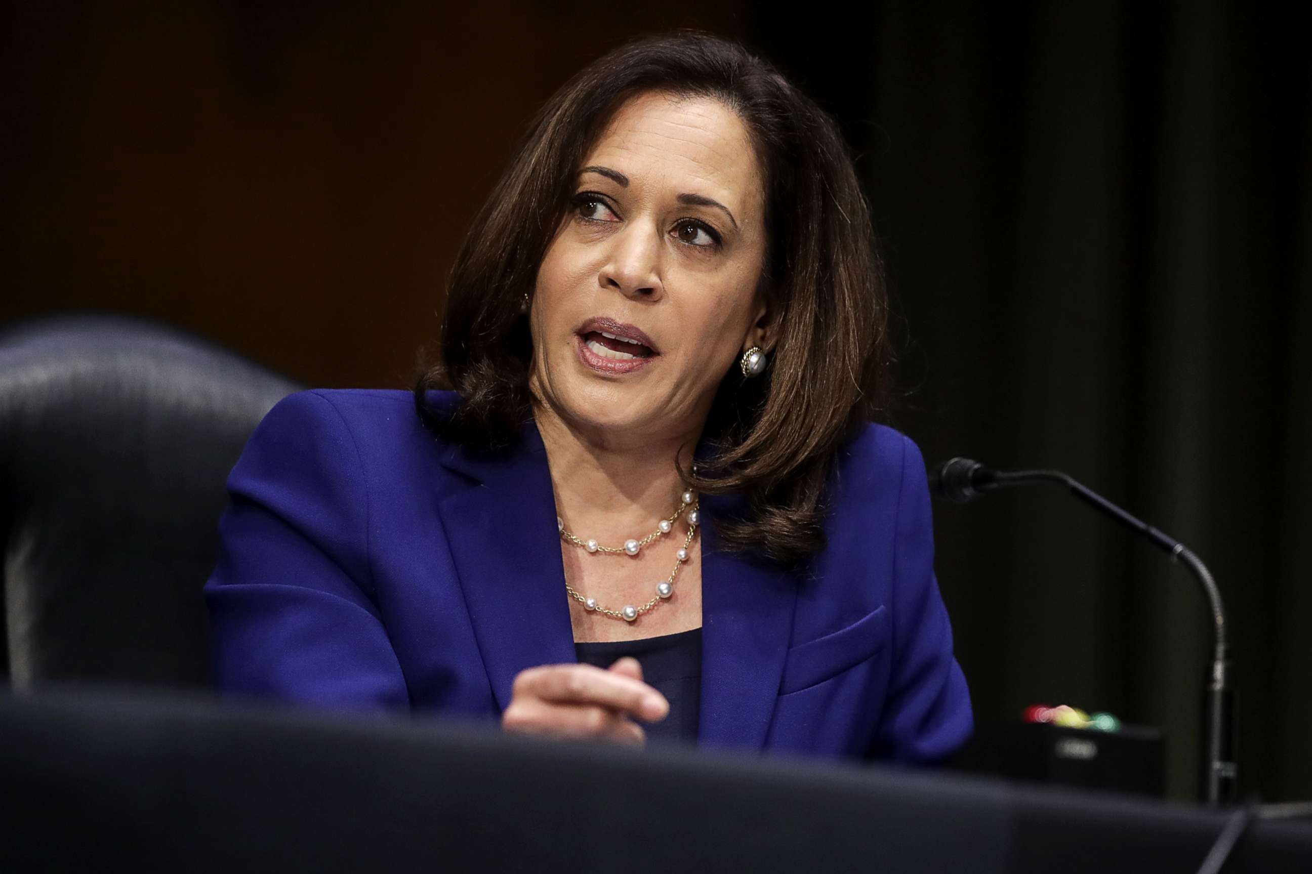 PHOTO: Sen. Kamala Harris speaks during a Senate Judiciary Committee hearing on Capitol Hill on June 16, 2020 in Washington, DC.