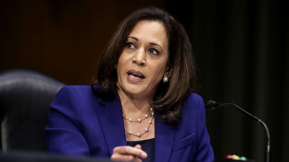 PHOTO: Sen. Kamala Harris speaks during a Senate Judiciary Committee hearing on Capitol Hill on June 16, 2020 in Washington, DC.