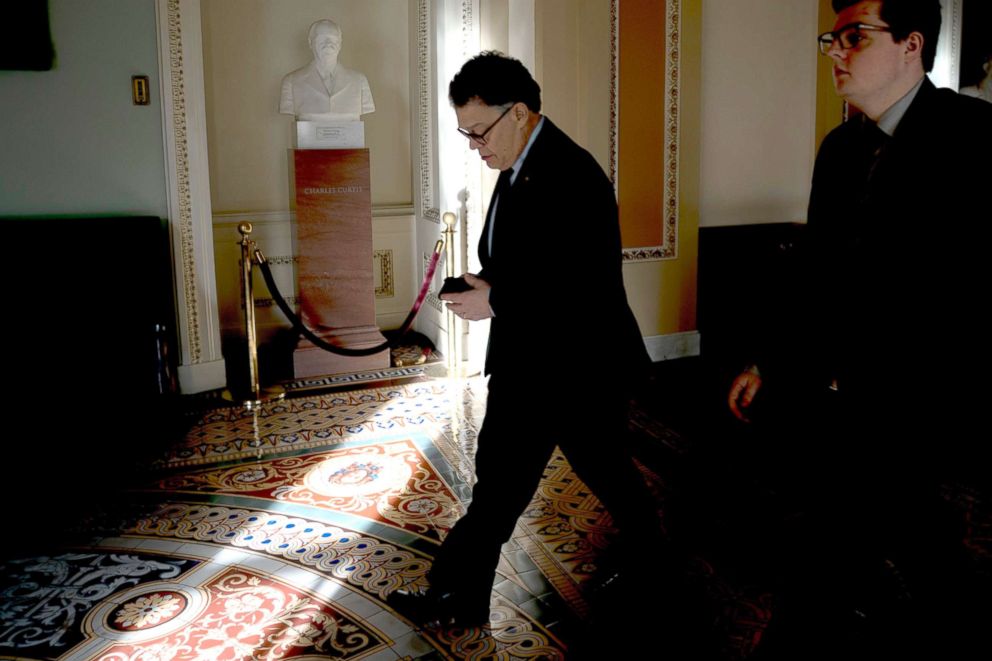 PHOTO: Sen. Al Franken, leaves a luncheon at the Capitol in Washington, D.C.,Dec. 21, 2017. Franken plans to officially leave the U.S. Senate on Jan. 2, 2018. 