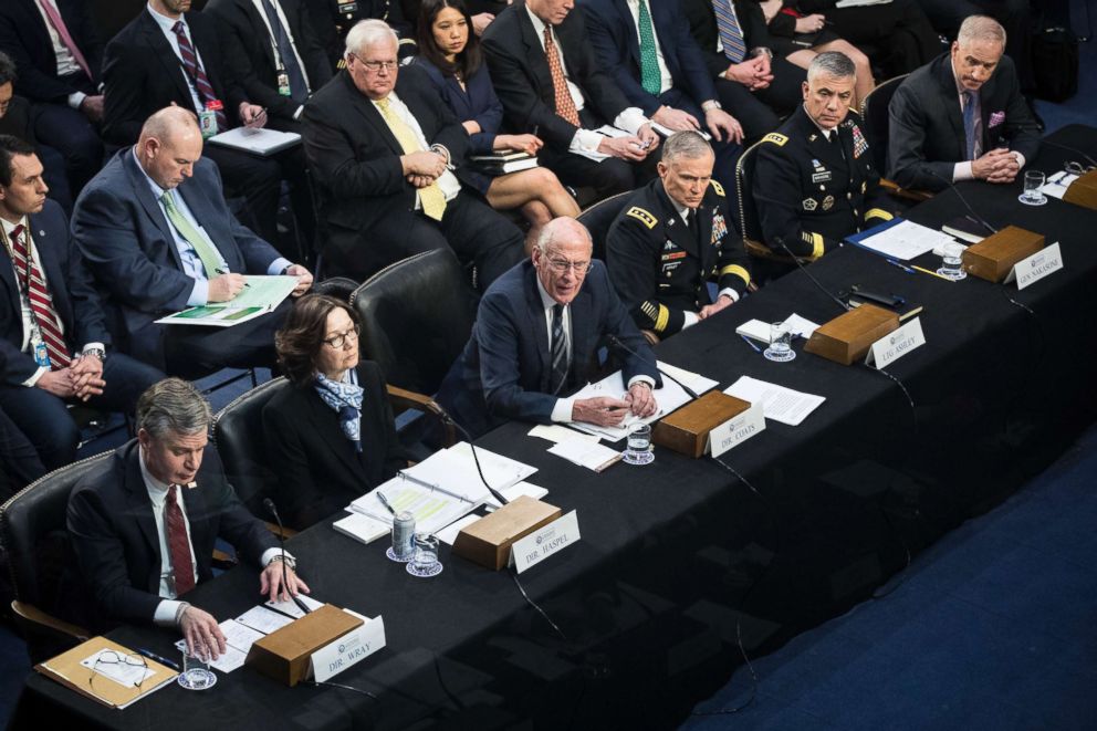 PHOTO: Leaders of U.S. intelligence agencies testify before the Senate Select Intelligence Committee on Capitol Hill in Washington, Jan. 29, 2019.