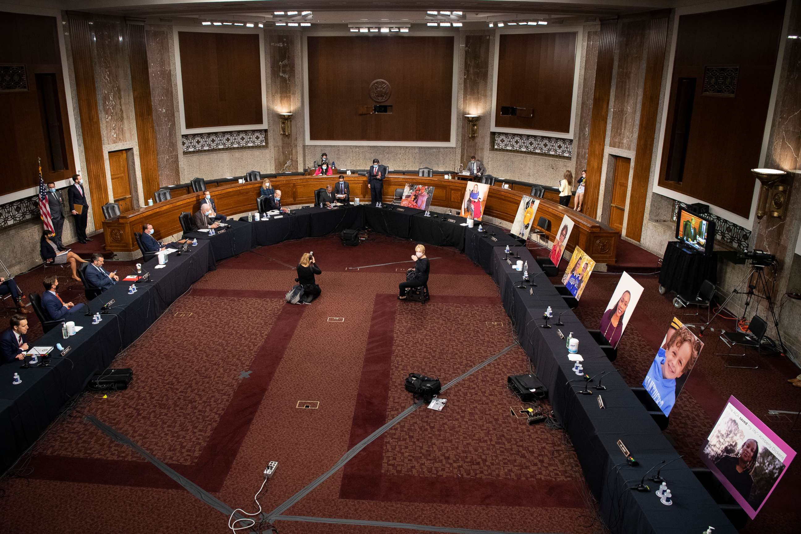 PHOTO: Democratic Senators on the Senate Judiciary Committee boycott the committee vote on Amy Coney Barrett to serve as an associate justice on the Supreme Court during a Senate Judiciary Committee meeting on Oct. 22, 2020 in Washington, D.C.