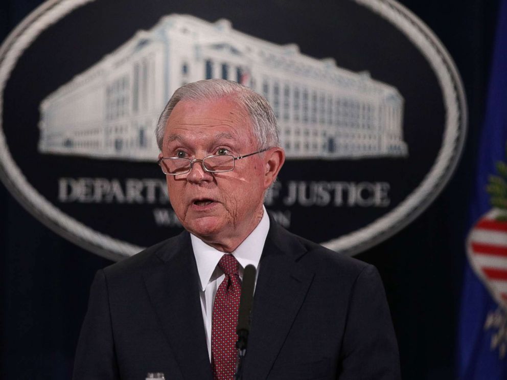 PHOTO: Attorney General Jeff Sessions speaks on immigration at the Justice Department, Sept. 5, 2017, in Washington, DC.