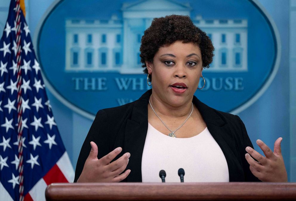 PHOTO: Director of the Office of Budget and Management Shalanda Young speaks during the daily briefing in the Brady Briefing Room of the White House in Washington, DC, on May 30, 2023.