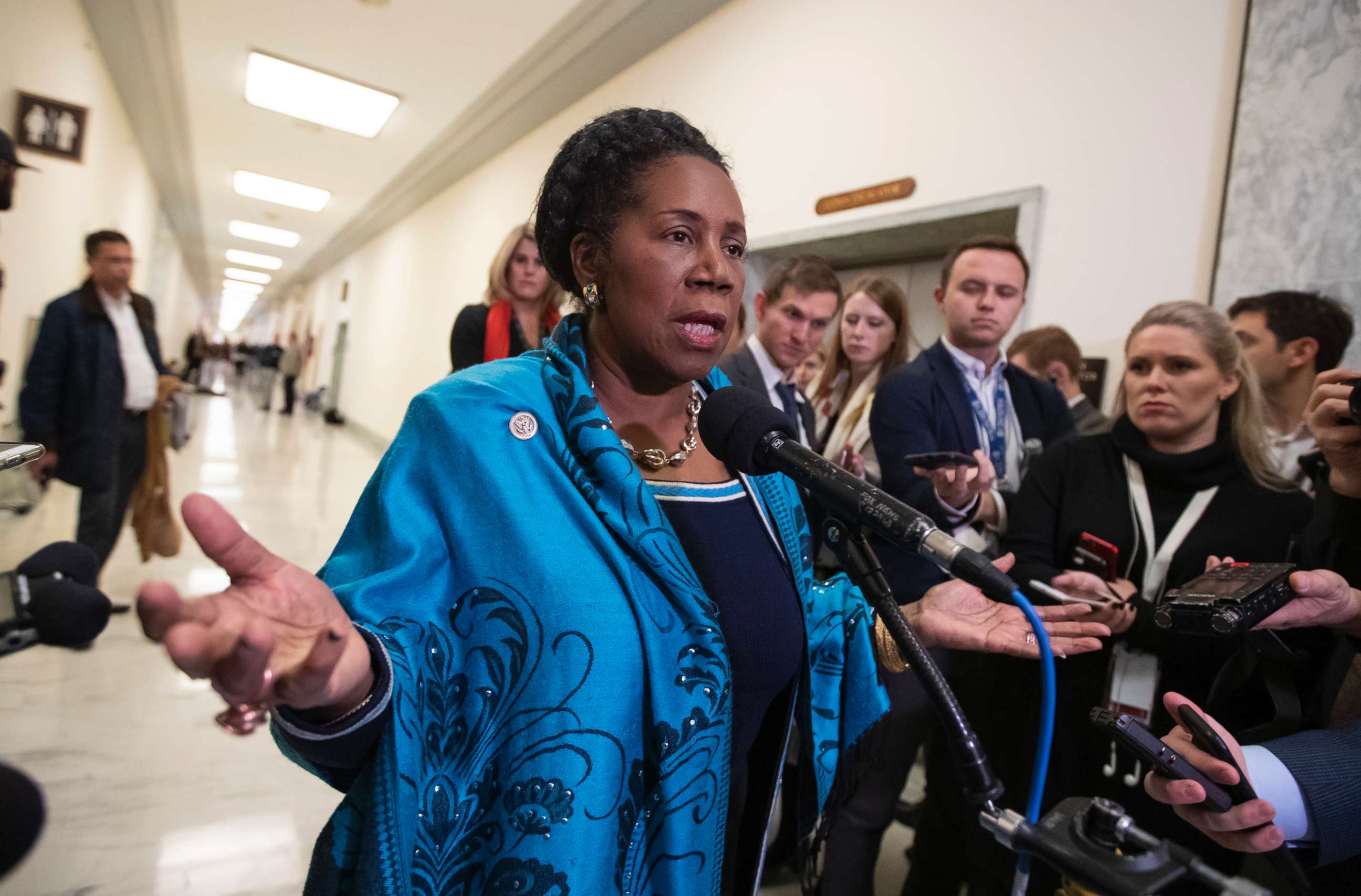 PHOTO: Rep. Sheila Jackson Lee, D-Texas, a member of the House Judiciary Committee, speaks to reporters on Capitol Hill in Washington.