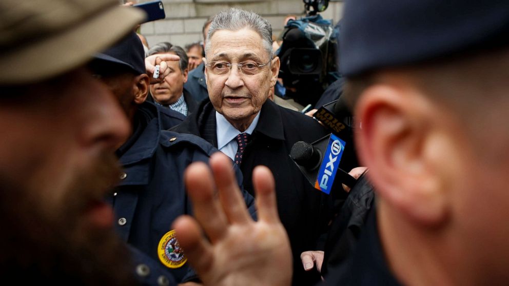 PHOTO:Former New York Assembly Speaker Sheldon Silver is surrounded by media and USMS police court while he exits federal court in Lower Manhattan, May 3, 2016, in New York.
