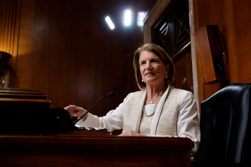 PHOTO: Sen. Shelley Moore Capito arrives at a Senate Appropriations Interior, Environment, and Related Agencies Subcommittee hearing on Capitol Hill in Washington, June 9, 2021.