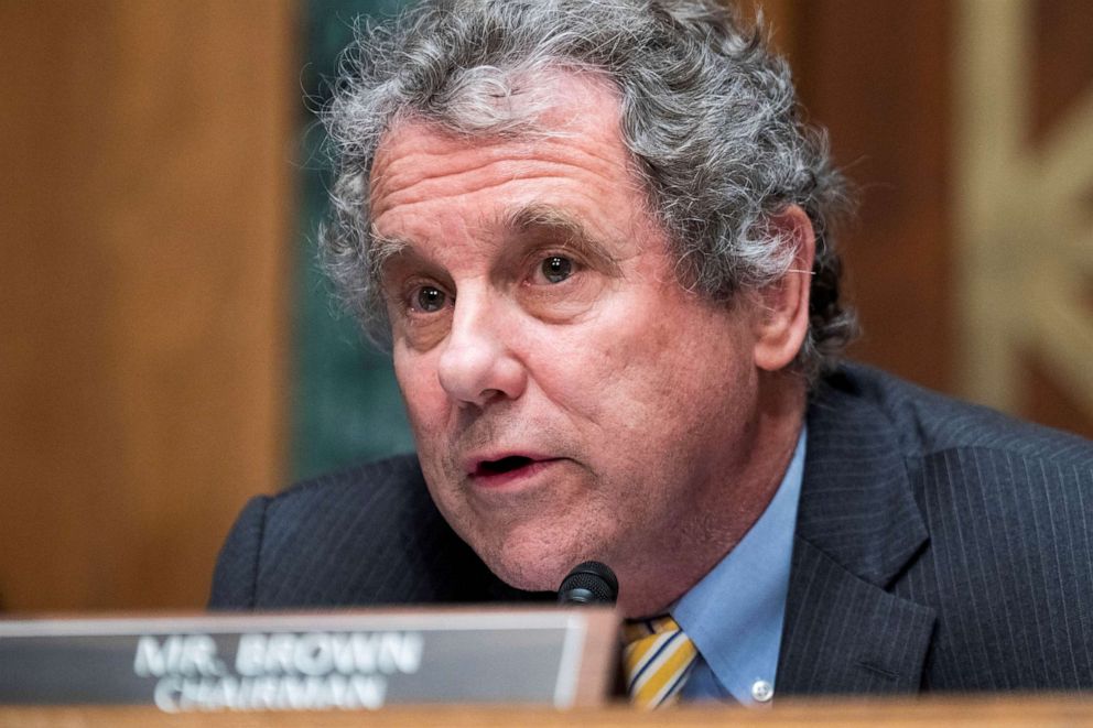 PHOTO: FILE PHOTO: Chairman Sherrod Brown questions Treasury Secretary Janet Yellen during the Senate Banking, Housing, and Urban Affairs Committee hearing in Dirksen Senate Office Building in Washington, D.C., May 10, 2022.