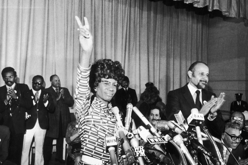 PHOTO: Rep. Shirley Chisholm announces her entry for Democratic nomination for the presidency at the Concord Baptist Church in the Brooklyn borough of New York, Jan. 25, 1972.