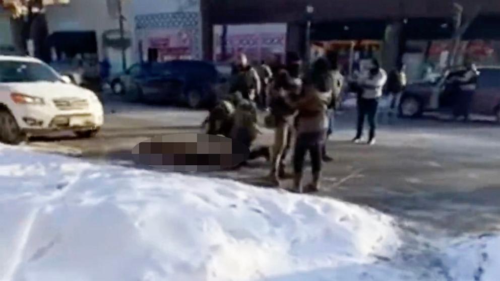 PHOTO: This screen grab from a video shows the scene moments after a shooting in Minneapolis, on Jan. 24, 2025.