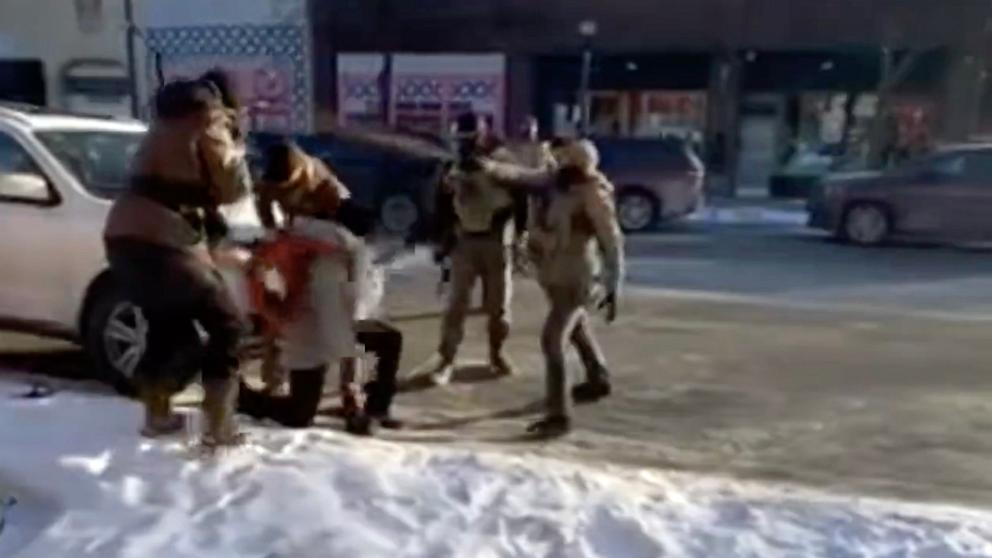 PHOTO: This screen grab from a video shows the scene moments before a shooting in Minneapolis, on Jan. 24, 2025.