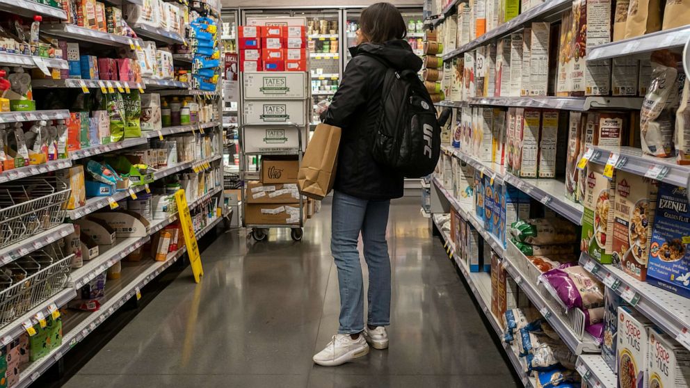 PHOTO: A customer shops in supermarket in New York, Jan. 31, 2023.