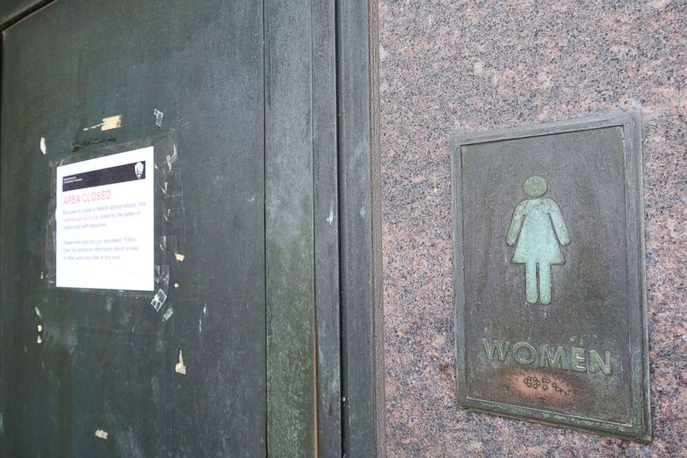 PHOTO: A closed restroom at National Mall and Memorial Parks area in Washington D.C., Dec. 30, 2018.