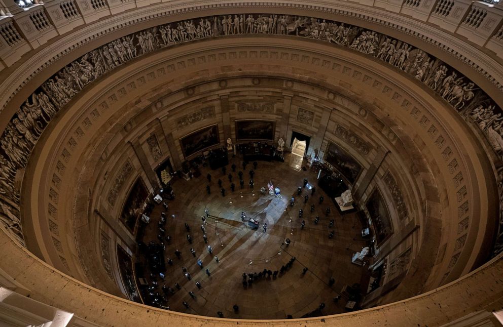 PHOTO: Capitol Hill Police Officer Brian Sicknick lies in honor in the Rotunda of the U.S. Capitol Building in Washington, D.C., Feb. 2, 2021.