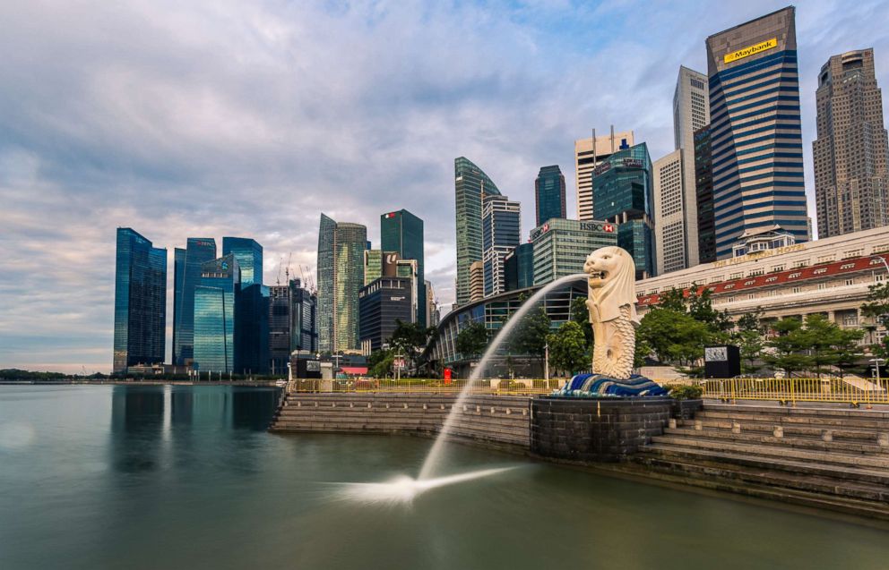 PHOTO: A general view of the Singapore skyline from Merlion Park at sunrise, in this file photo dated Sept. 18, 2016.