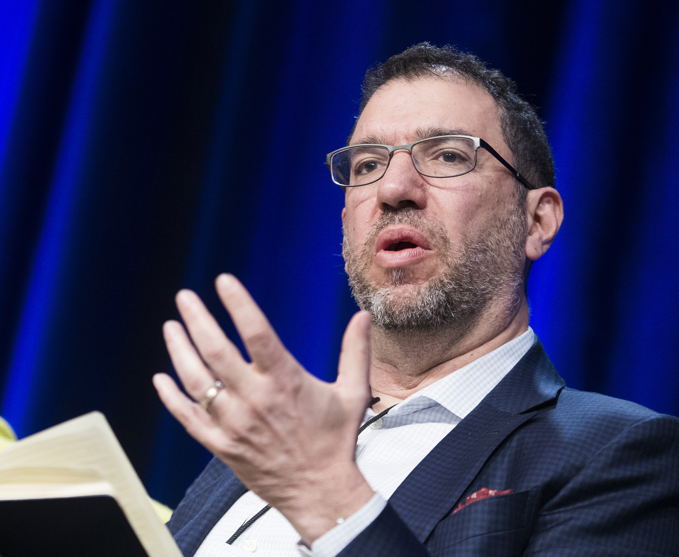 PHOTO: Andy Slavitt speaks during a health care panel discussion at the House Democrats' 2019 Issues Conference at the Lansdowne Resort and Spa in Leesburg, Va., on April 11, 2019.