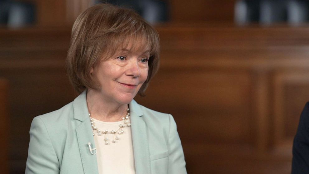 PHOTO: Sen. Tina Smith talks about mental health during a discussion with ABC News and other lawmakers, March 23, 2023.