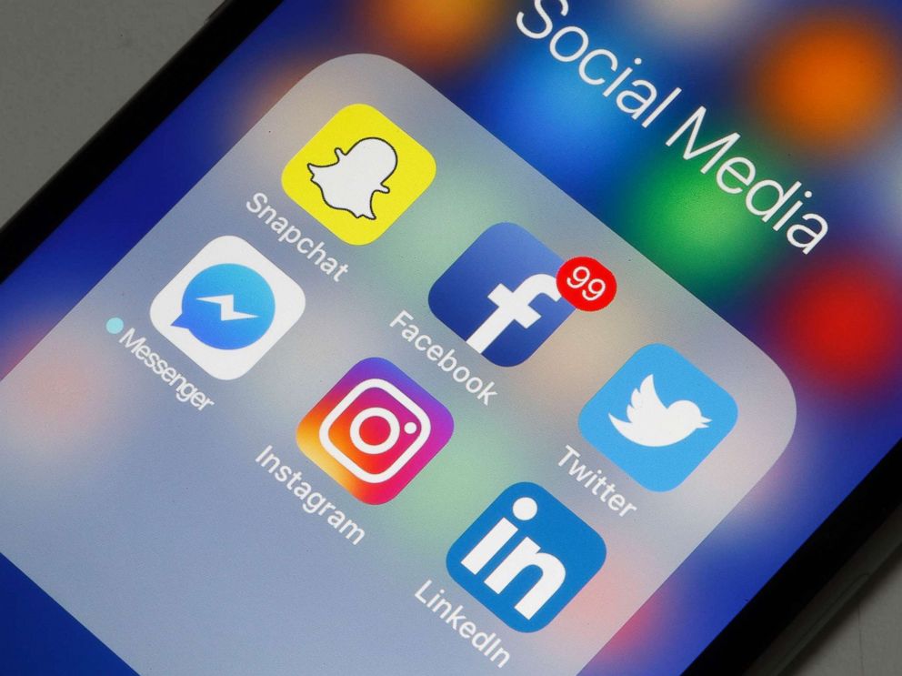 PHOTO: Social media applications are displayed on the screen of an Apple iPhone on May 12, 2018 in Paris.