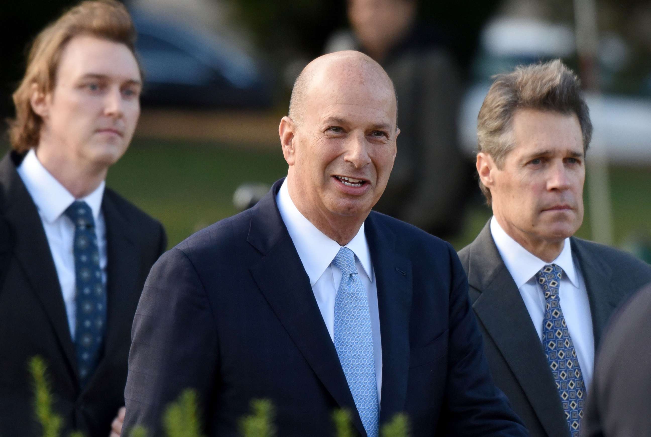 PHOTO: Ambassador Gordon Sondland, center, arrives at the U.S. Capitol, Oct. 17, 2019, in Washington, D.C., to tesify before Congress on the Ukraine scandal.