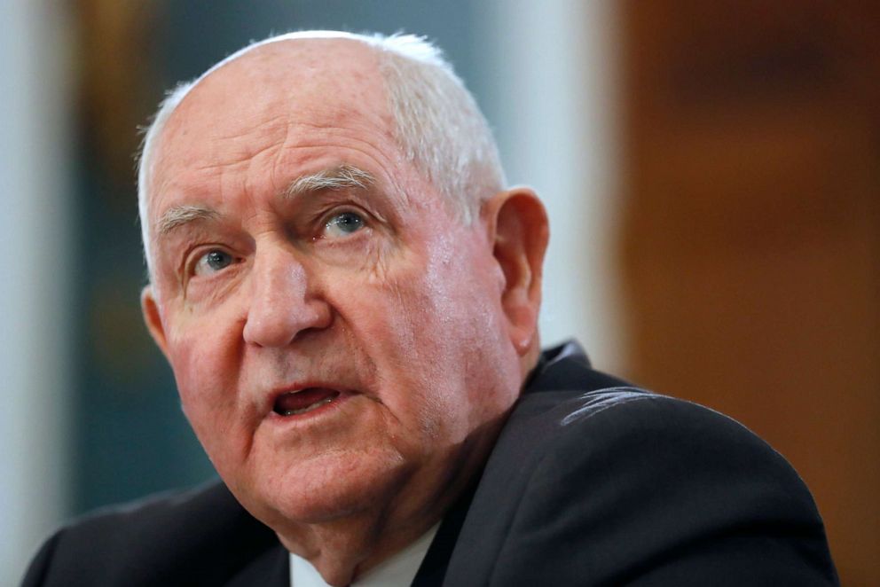 PHOTO: Agriculture Secretary Sonny Perdue testifies during a House Agriculture Committee hearing on the rural economy, Feb. 27, 2019, on Capitol Hill in Washington.