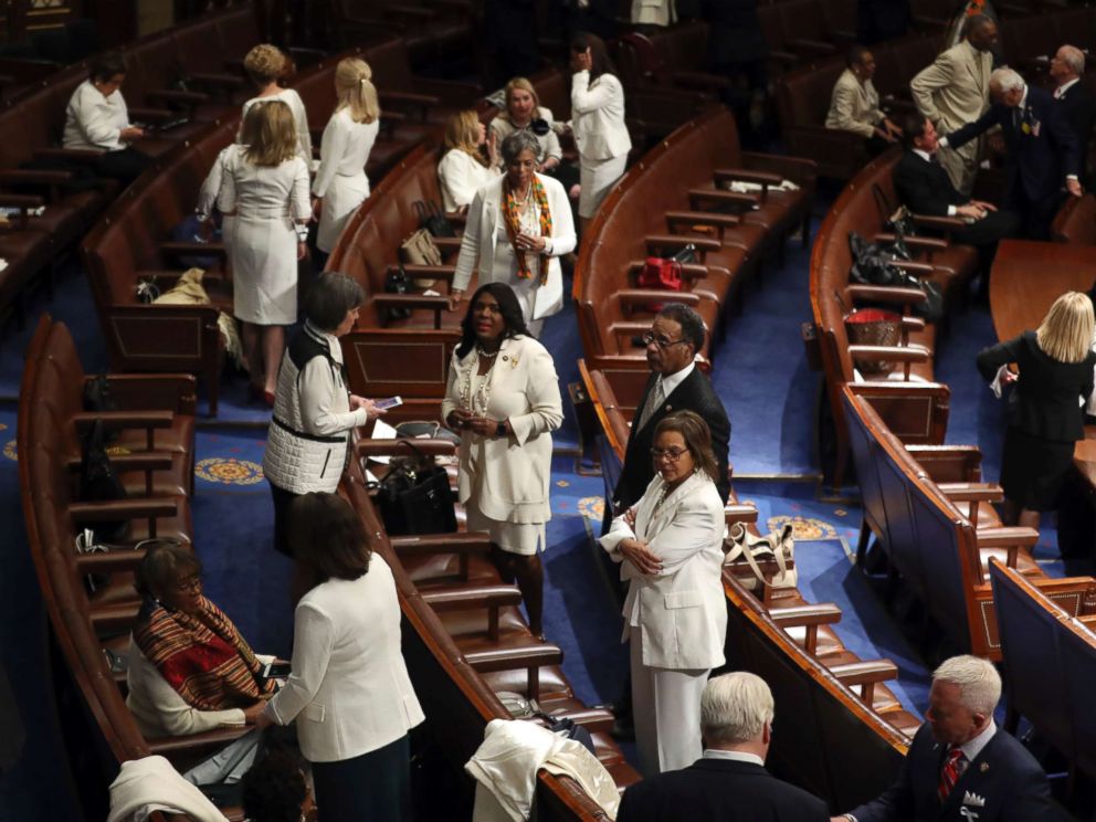 PHOTO: Members of Congress gather on the floor before President Donald Trump delivers his State of the Union address to a joint session of Congress on Capitol Hill in Washington, Feb. 5, 2019.