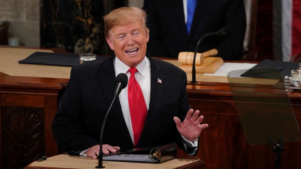 PHOTO: President Donald Trump delivers his State of the Union address to a joint session of Congress on Capitol Hill in Washington, Feb. 5, 2019.