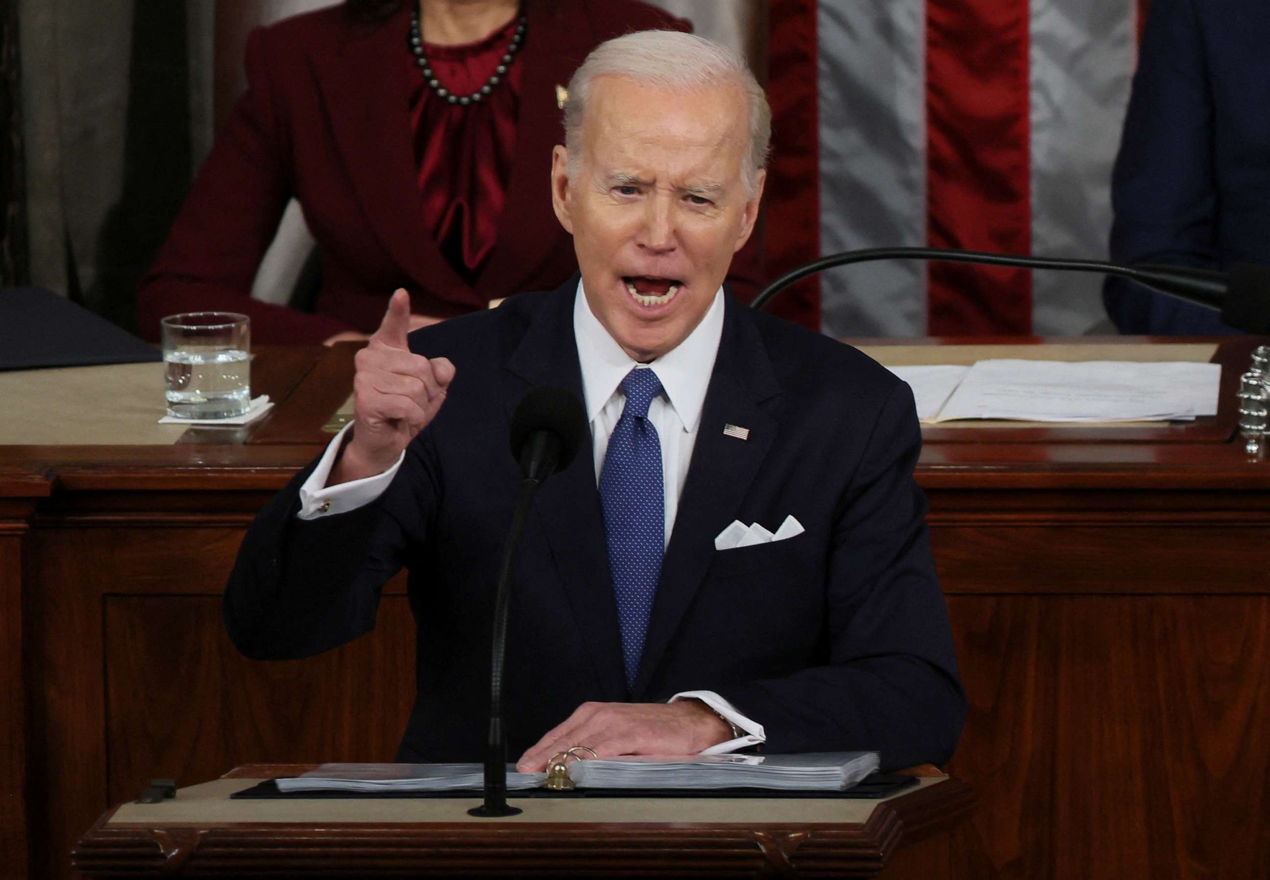 PHOTO: President Joe Biden delivers his State of the Union address during a joint session of Congress in the House Chamber at the U.S. Capitol in Washington, Feb. 7, 2023.