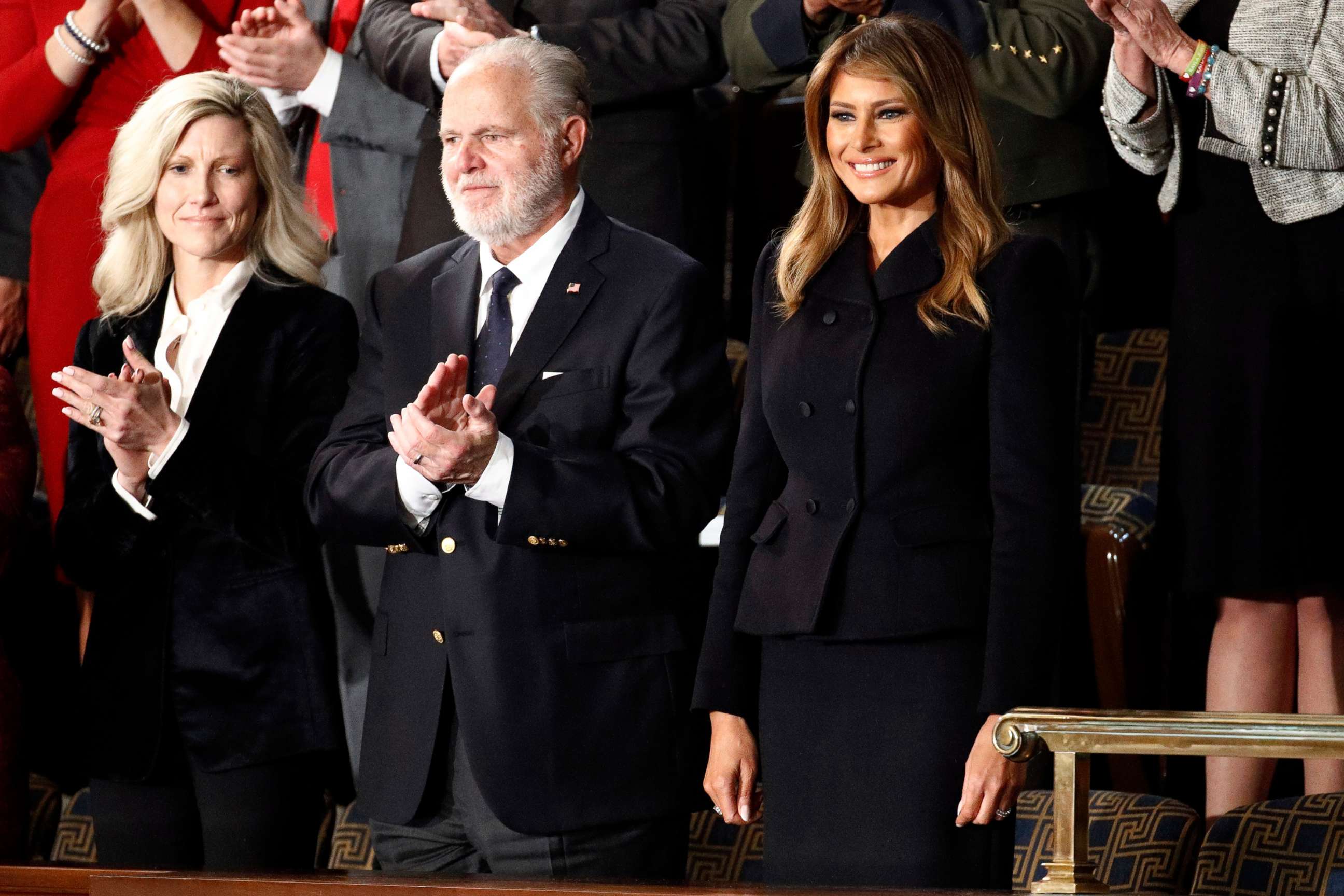 PHOTO: First Lady Melania Trump arrives before President Donald Trump delivers his State of the Union address to a joint session of Congress on Capitol Hill in Washington, Feb. 4, 2020.