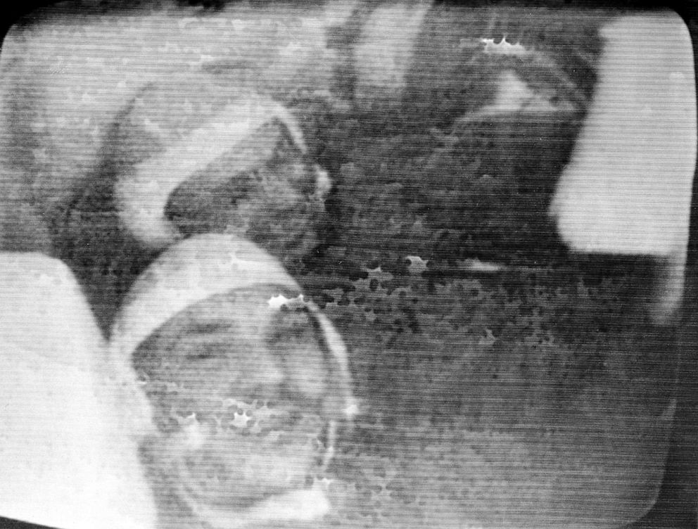 PHOTO: Soviet cosmonauts Valeri Kubasov, foreground, and Georgi Shonin orbit Earth in Soviet spacecraft Soyuz 6.