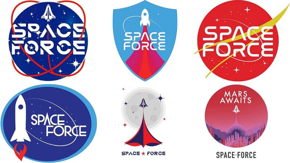 PHOTO: The logos of the new Space Force were made public by the Trump campaign to supporters of their favorite's vote on August 9, 2018.